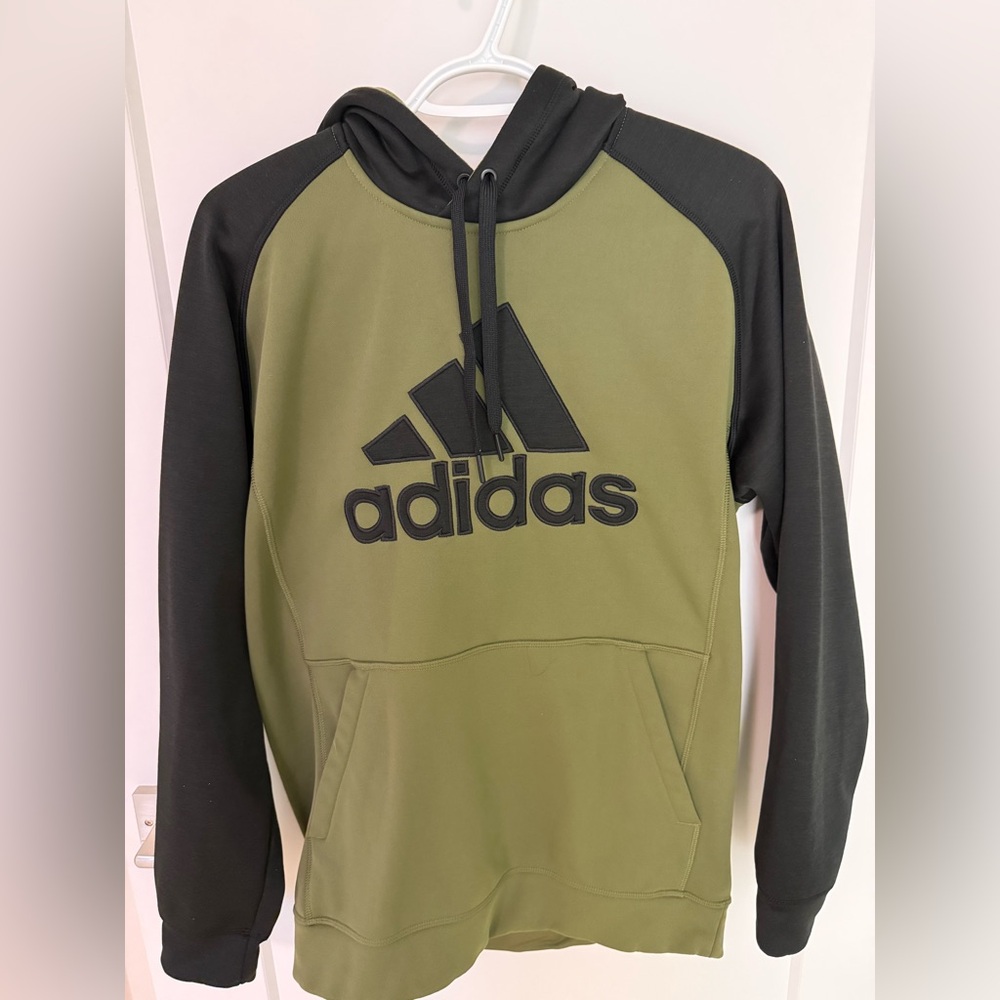 Adidas Men's Olive and Black Hoodie